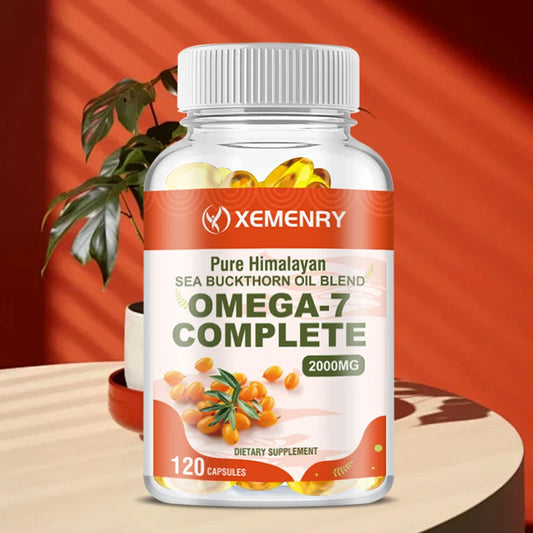 Sea Buckthorn Oil Blend Supplement - Omega-7 - Skin, Hair, Nail Health - 120 Capsules