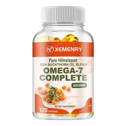 Sea Buckthorn Oil Blend Supplement - Omega-7 - Skin, Hair, Nail Health - 120 Capsules