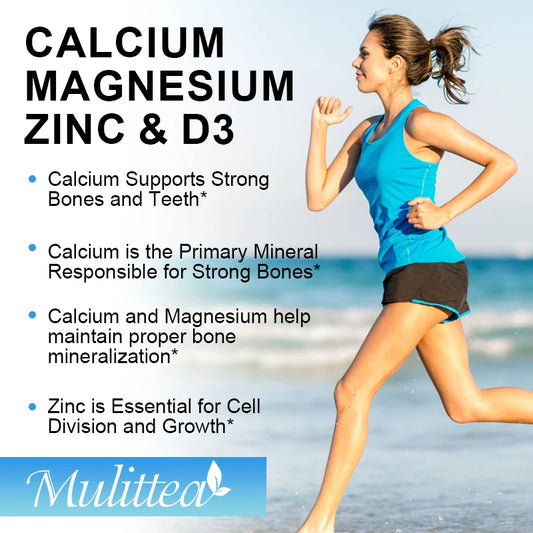 Mulittea Calcium Magnesium and Zinc Gummies with Vitamin D3 Supports Muscle Nerve Joint and Heart Health Increase Immune System
